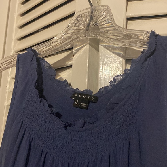 Blue Silk Sleeveless Blouse by Theory (Size: Petite) - Picture 7 of 10